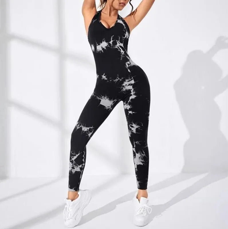 Sexy Backless Sling Women Full Seasons Casual Fitness Sporty Playsuit Sleeveless Slim Activewear All In One Jumpsuit Clothing