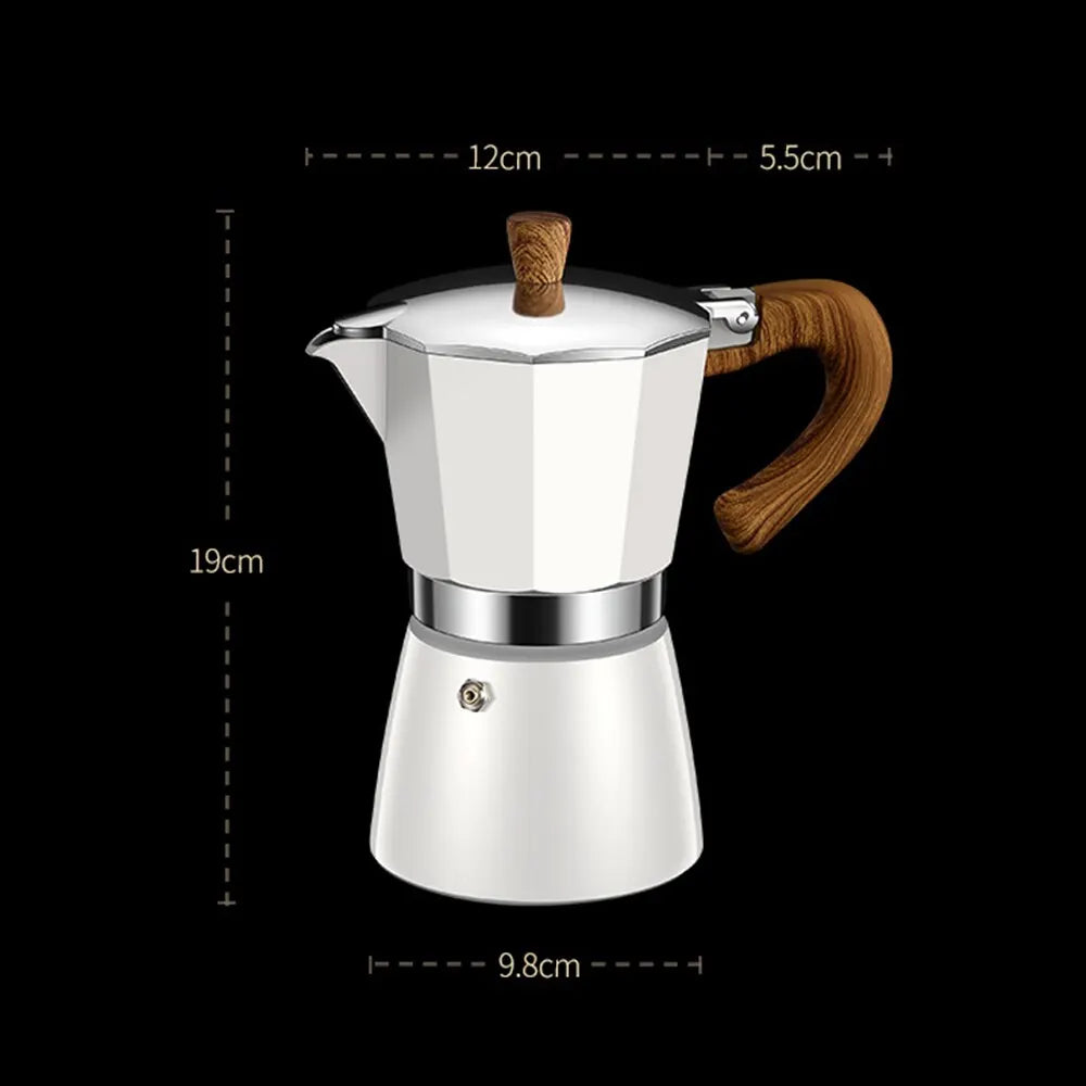 150ml/300ml Vintage Wooden Handle Electric Espresso Machine Moka Pot Classic Italian Portable Cafe Tool Kitchen Cafe