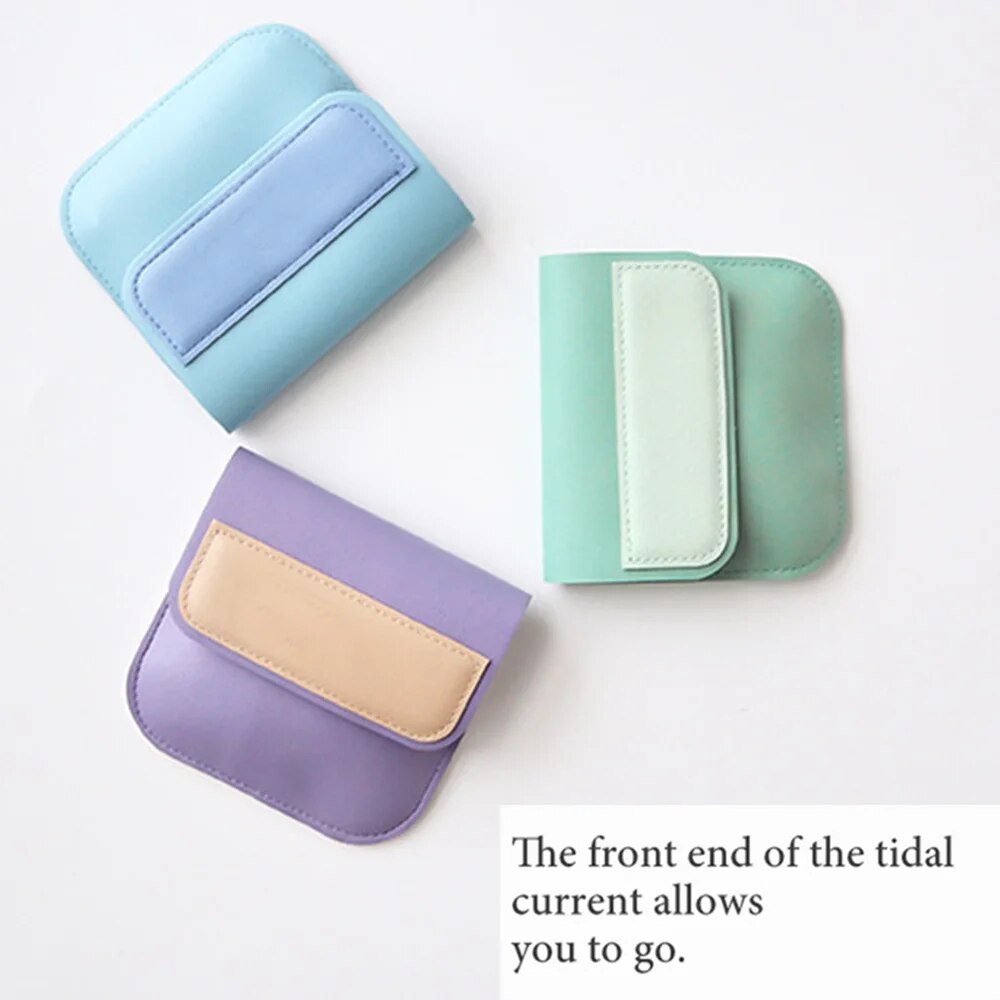 Women Men Jewelry Organizer Macaron Color Lipstick Pouch Small Key Bag Earbuds Earphone Holder Leather Coin Purse Mini Wallet