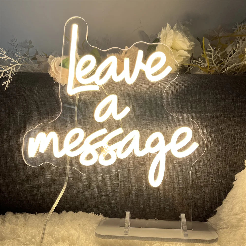 Leave A Message Led Neon Light Girl Boy Home Bedroom Party Table Decor Desk Night Lamps Lights Signs Coffee Shop Decoration