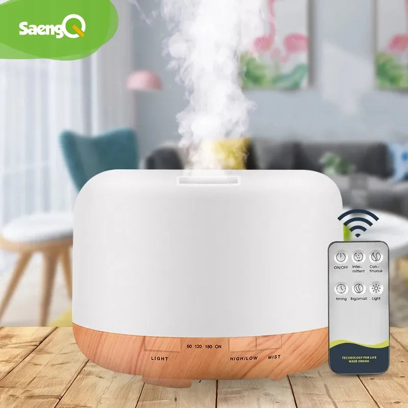 saengQ Electric Aroma Diffuser Air Humidifier 300ML 500ML 1000ML Ultrasonic Cool Mist Maker Fogger LED Essential Oil Diffuser