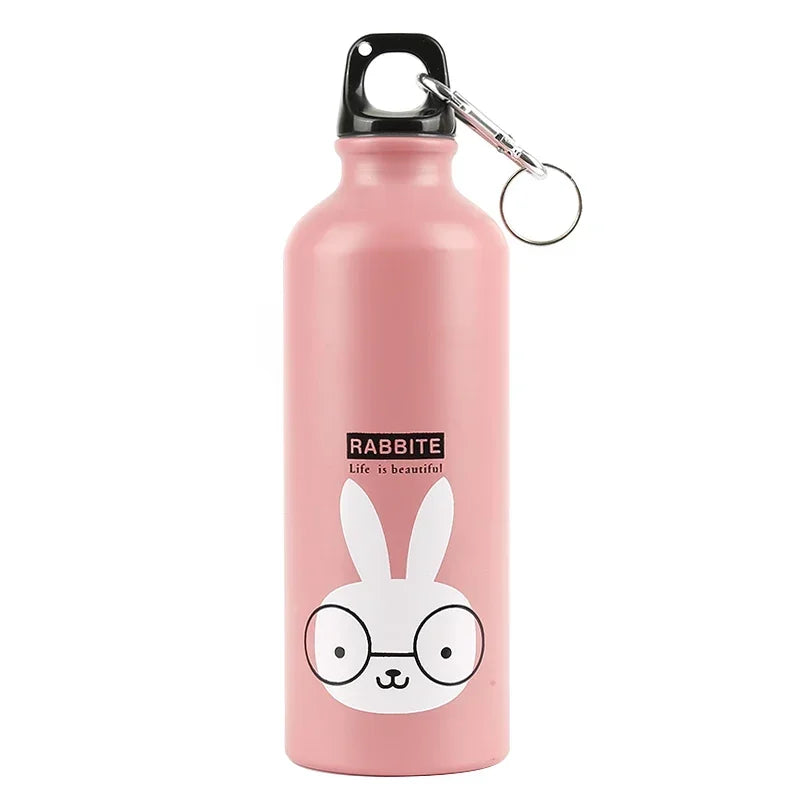 1 Pc 500ML Lovely Animal Pattern Vacuum Thermos for Women Kids Water Coffee Bottle Carabiner Sport Child Vacuum Flask