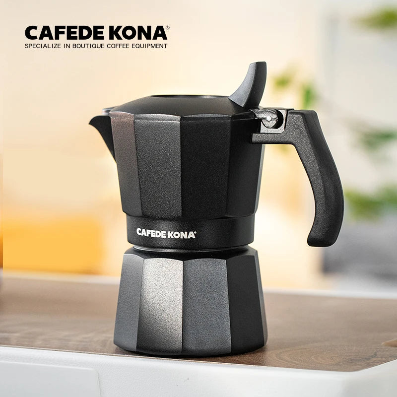 CAFEDE KONA Moka Pot cafeteira italiana Espresso Coffee Maker 90ml Food-safe Outdoor Coffee Pot Brewing Forms A Layer Of Crema