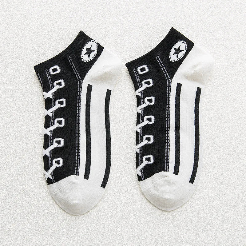 Unisex Funny Women's Men Harajuku Happy Socks Kawaii Hip Hop Shoe Print Cute Short Ankle Sock Gift Women Men Gift Sox Wholesale