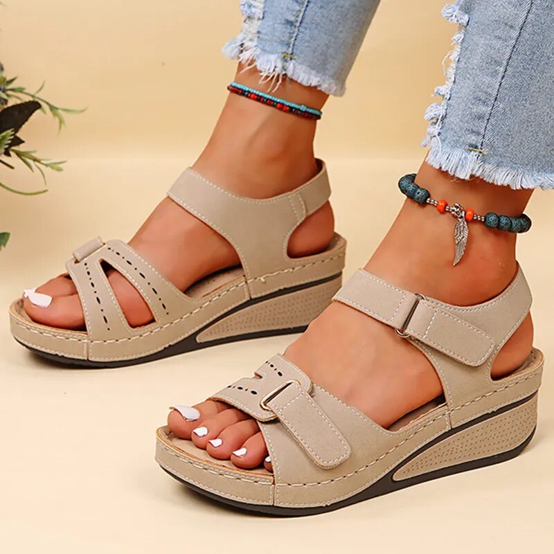 Women Sandals Soft Bottom Wedge Heels Sandals Summer Shoes Women Platform Sandalias Mujer Elegant Wedges Shoes For Women Tacon