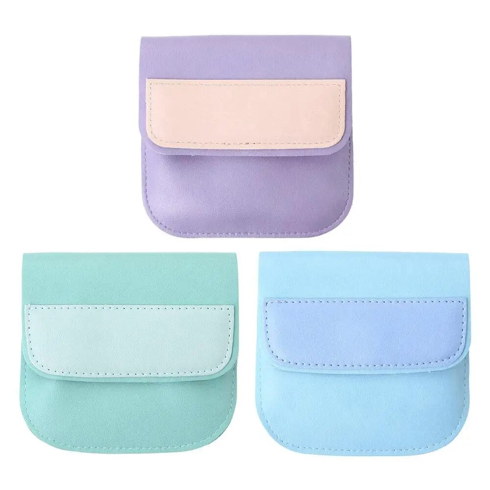 Women Men Jewelry Organizer Macaron Color Lipstick Pouch Small Key Bag Earbuds Earphone Holder Leather Coin Purse Mini Wallet