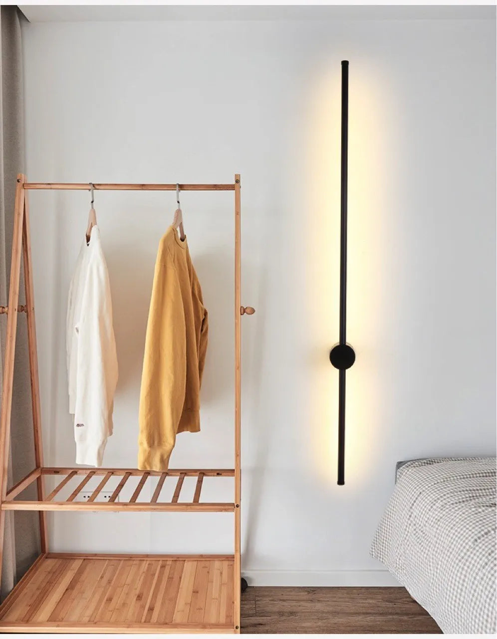 360 ° rotating Nordic LED line lamp minimalist bedroom bedside lamp hotel living room decorative line wall lamp long strip lamp