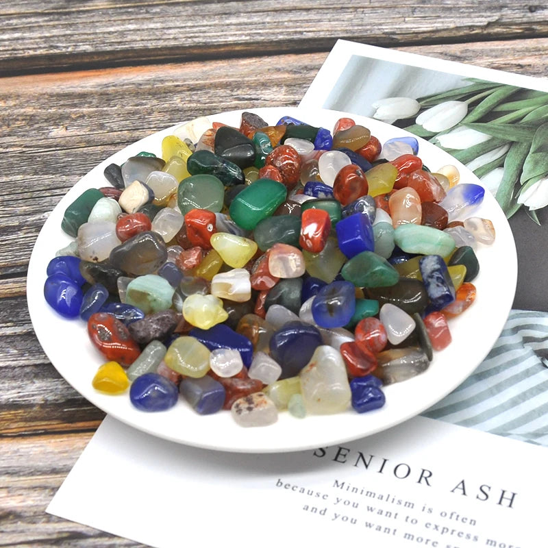 Natural Colour Agate Stones And Crystals Gravel Small Tumbled Stone Tank Decor Healing Energy Gemstone Home Aquarium Decoration