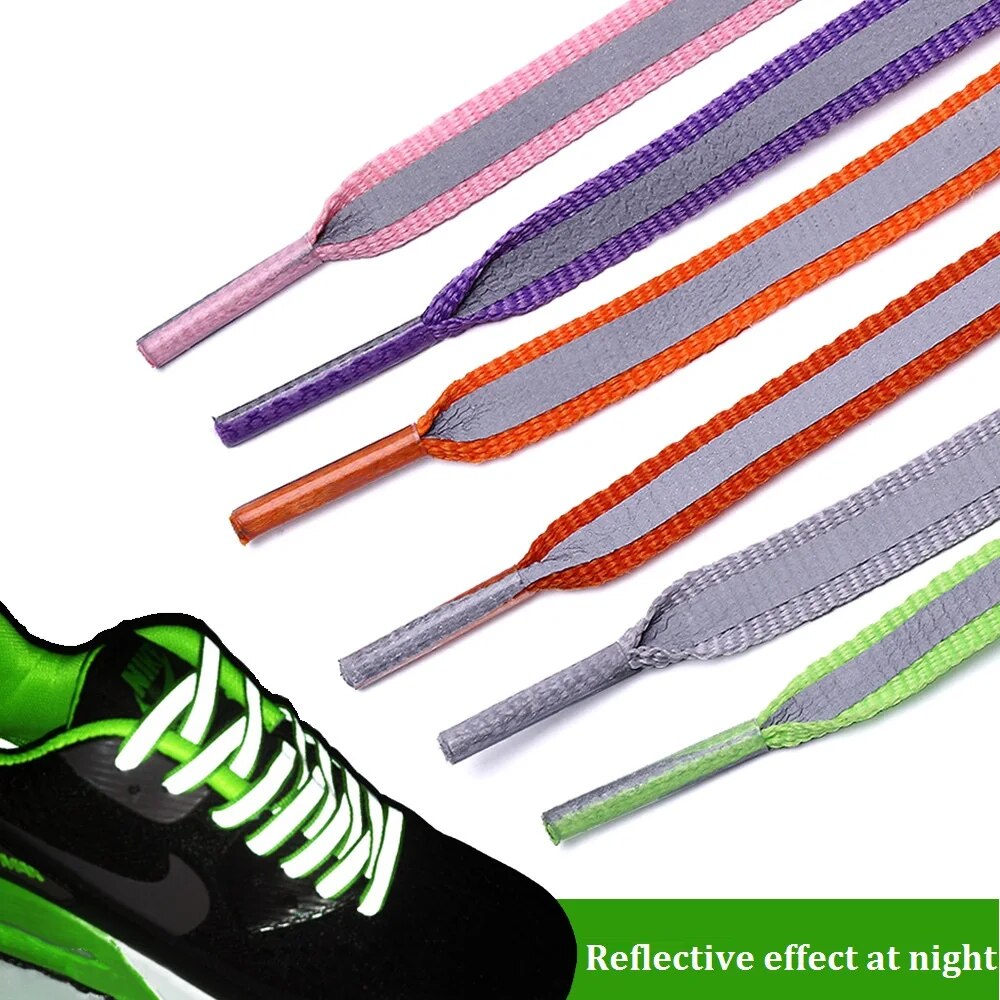 1Pair Flat 6 colors Shoelaces Reflective Laces Sneaker Shoestrings Running Shoelace Unisex Fashion Shoe laces