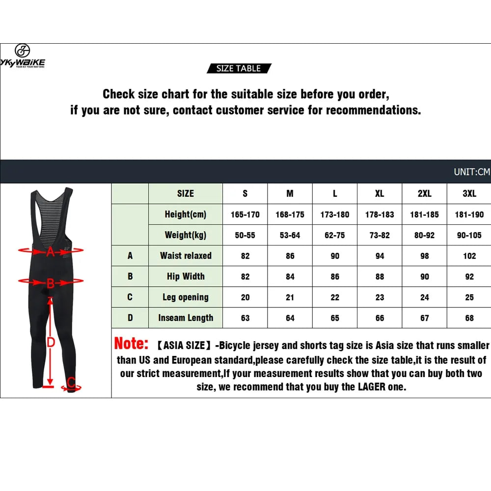 YKYWBIKE Autumn Cycling Pants Men PRO Bike Long Pants Cool Breathable Cycling Bib Pants Quick Dry Bike MTB Ride Tight Trousers