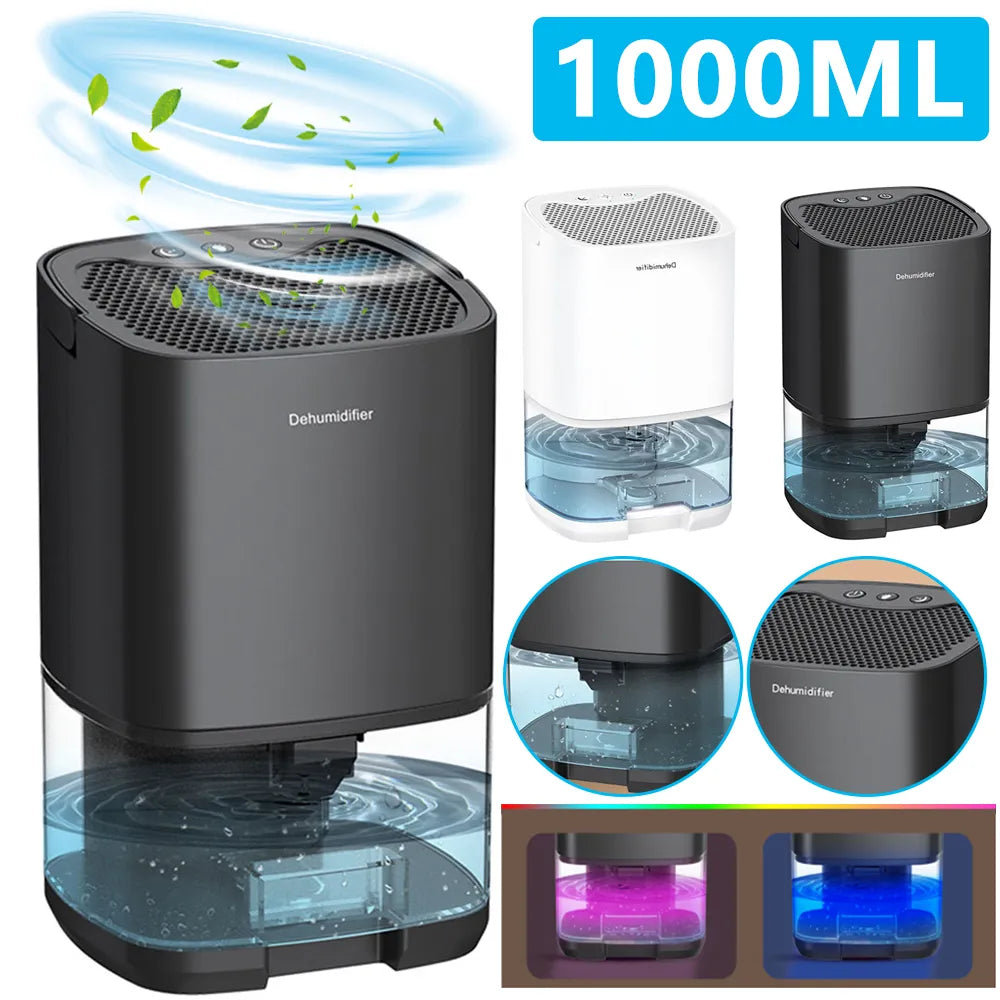 1000ML Portable Air Dehumidifier With Basic Air Filter For Home Quiet Moisture Absorbers Machine Anti Humidity Air Dryer