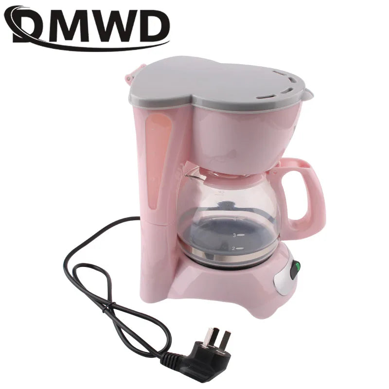 DMWD Semi-Automatic Electric Latte Espresso Coffee Maker Mini 0.6L Moka Drip Cafe American Coffee Brewing Machine Tea Pot Boiler