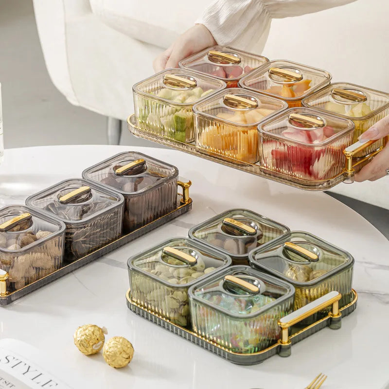 Light and Luxurious Transparent Fruit Plate Candy Plate Nuts and Dried Fruit Storage Box, Snack Snack Containers