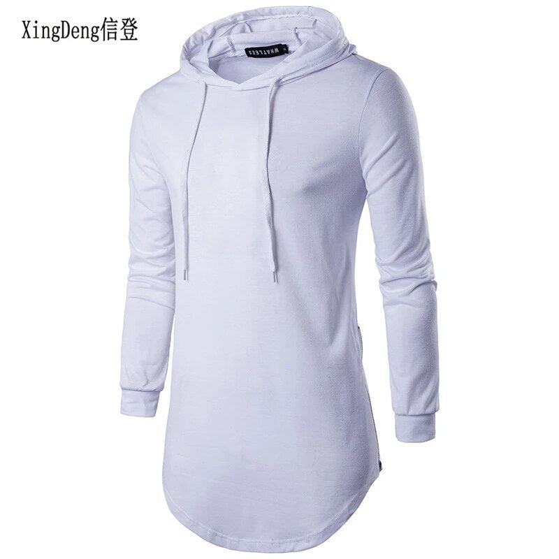 XingDeng Men's Autumn long sleeve Punk shirts Europe Street Hoodie fashion men hip hop hooded streetwear tee shirt top clothes