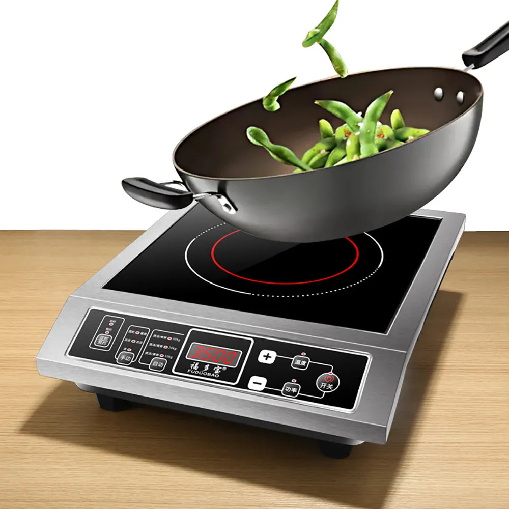 3500W 220V Commercial Induction Cooker Stainless Steel Household Stir Fried Vegetables High Power Flame Electromagnetic Stove