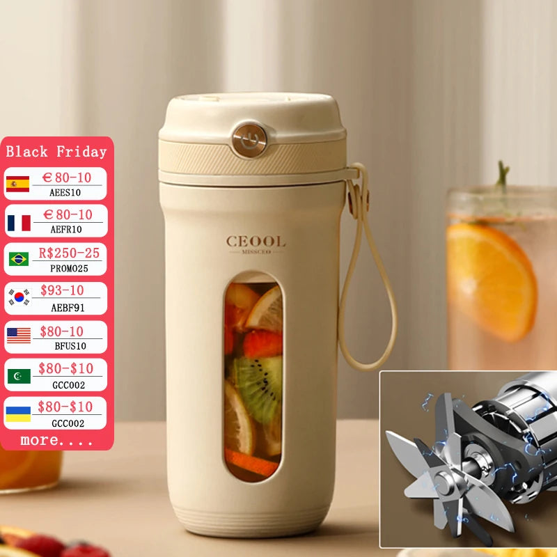 350ML Portable blender 10 Blades 3000mah Electric Juicer machine Fruit vegetable milkshake Smoothie mixer Juice Maker