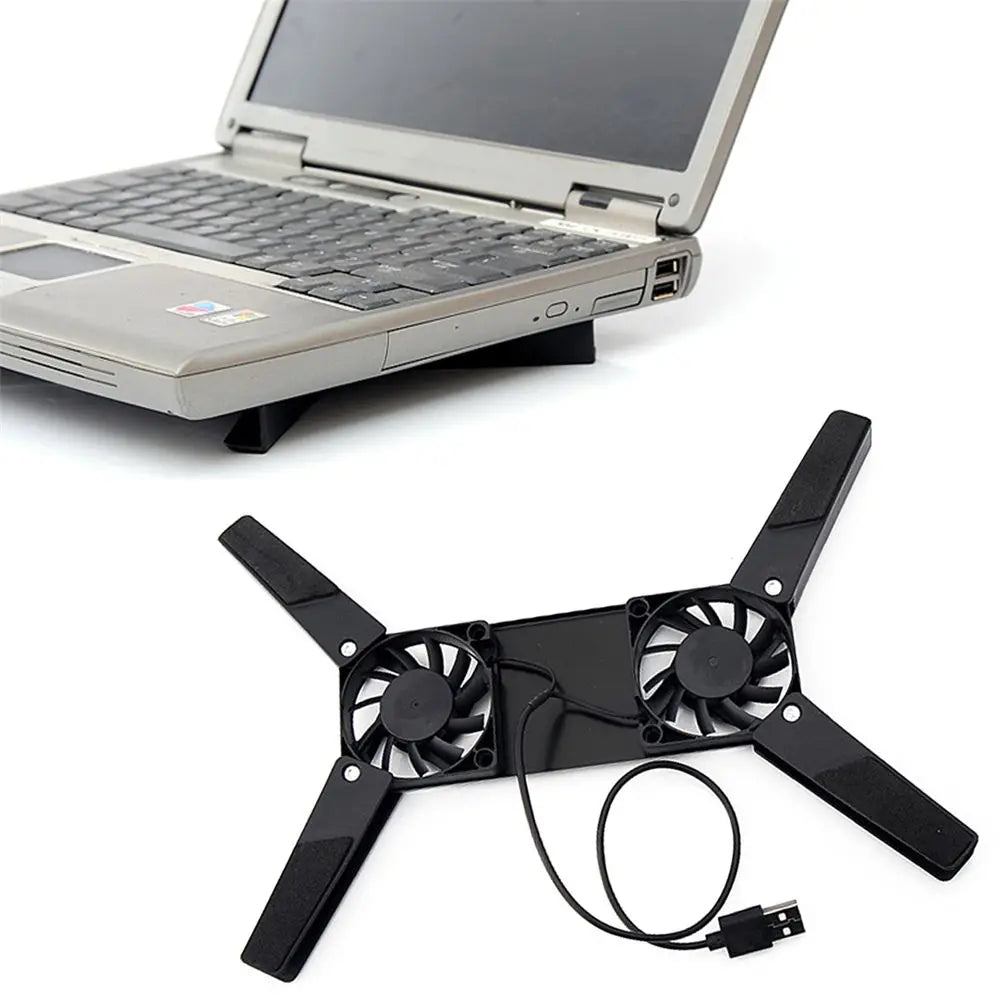 Portable Slim Smart Laptop Cooling Pad USB Fan 2 Fans Cooler Plug Play for Notebook PC Laptop Computer Peripherals