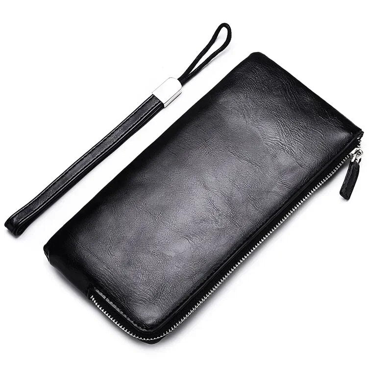 High Long Handbag Coin Men Clutch Male Holder Zipper Phone Quality New Business Mobile Card Wallets Wallet Solid Bag For Purse