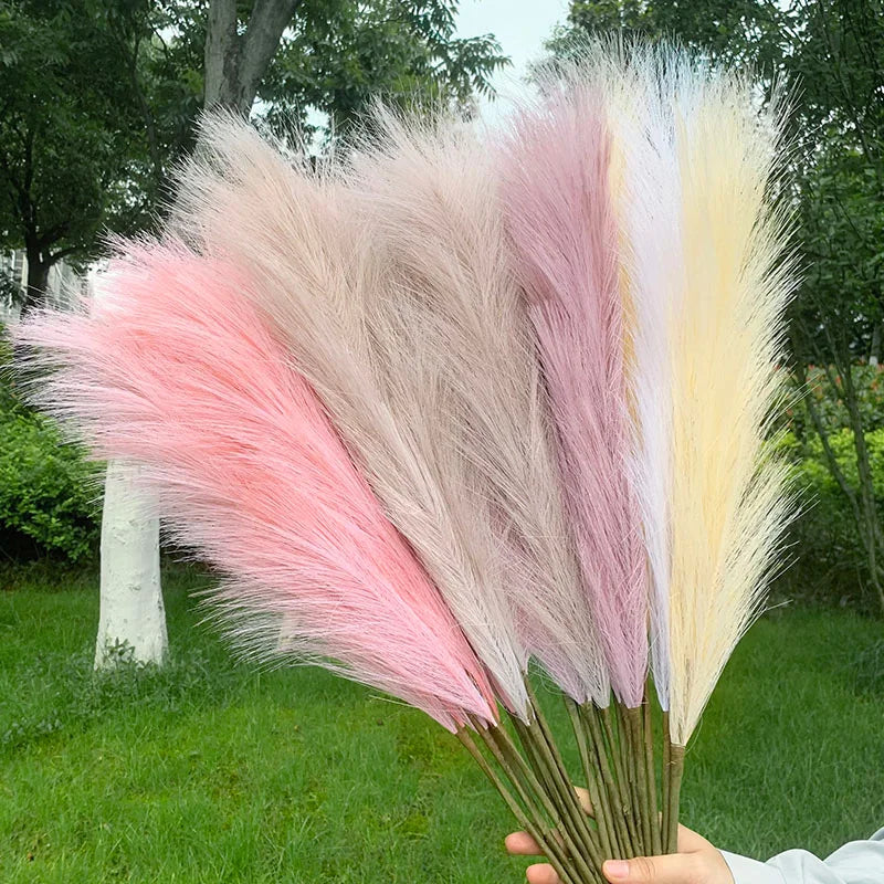 5Pcs 100/70cm Artificial Pampas Grass Bouquet New Year Holiday Wedding Party Home Decoration Plant Simulation Dried Flower Reed