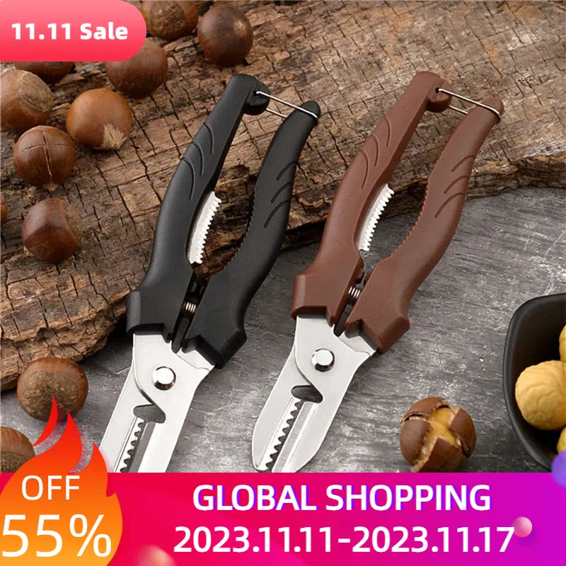 1PC Chestnut Peeler Chestnut Scissors Mouthopener Sheller Cross Peeler Nut Tool Chestnut Pliers Raw Chestnut Clip Kitchen Items