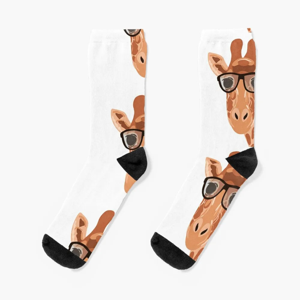 Giraffe with glasses Socks winter socks luxury sock new year socks christmas gift Luxury Woman Socks Men's