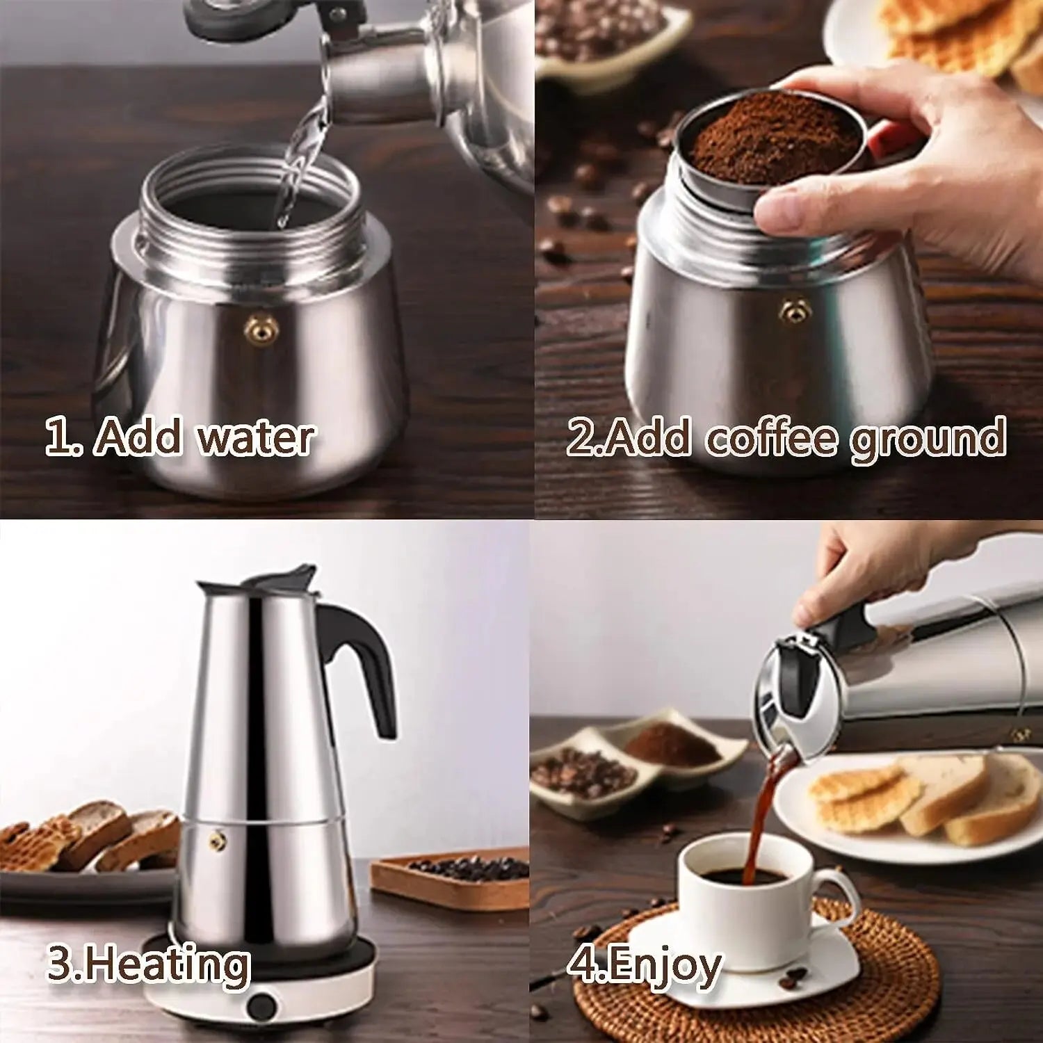 Collection 4/6/9 Cups Moka Pot Caffe Machine Espresso Cups Coffee Makers Latte Percolator Stove Top Moka Coffee Maker