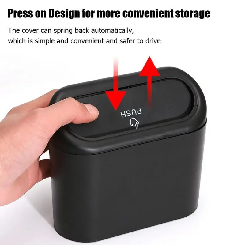 Universal Organizer Car Clamshell Trash Bin Hanging Vehicle Garbage Dust Case Storage Box Black ABS Square Pressing Trash Can