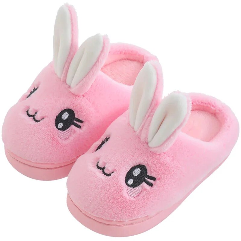 Baby Girls Cotton Slippers 2023 New Winter Children's Cute Rabbit Plush Slippers Boys Home Indoor Shoes Furry Kids Slippers