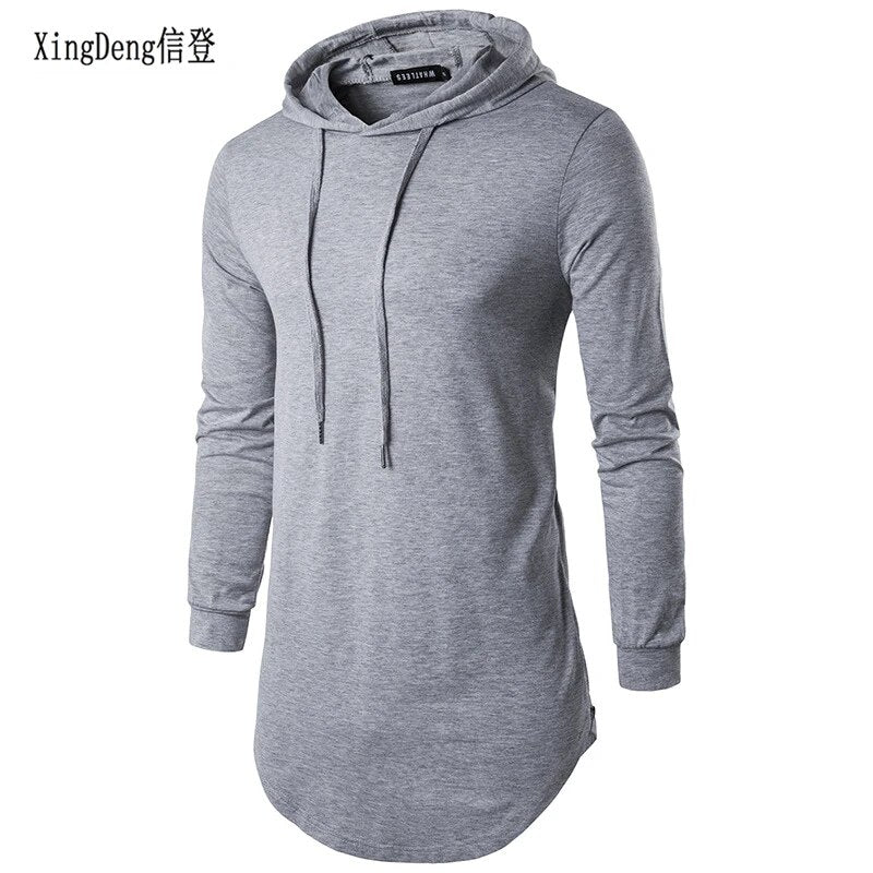 XingDeng Men's Autumn long sleeve Punk shirts Europe Street Hoodie fashion men hip hop hooded streetwear tee shirt top clothes