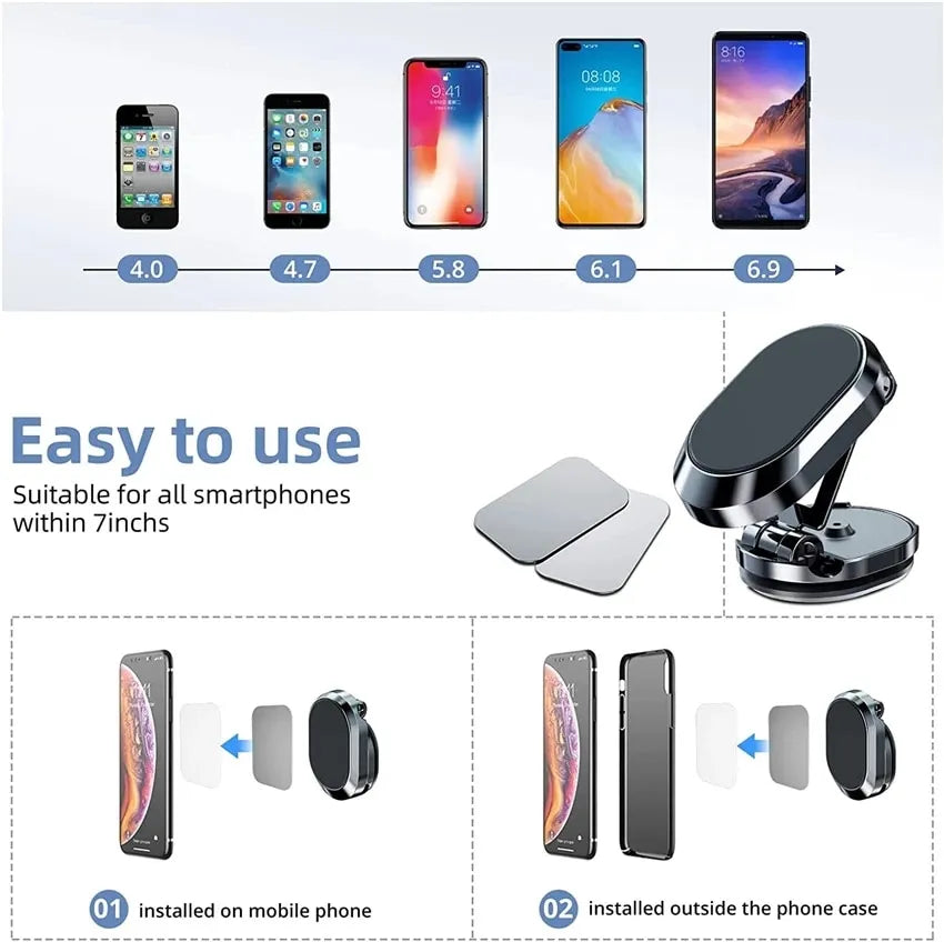 Magnetic Car Phone Holder Mount Magnet Smartphone Mobile Stand Cell GPS Support In Car For iPhone 14 13 12 11X8 Xiaomi Samsung