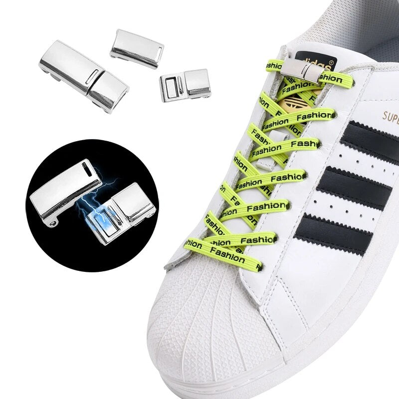 Fast Shoe Laces Magnetic Metal Lock Elastic Shoelaces Without Ties Suitable For All Populations Lazy Shoes Lace Accessories