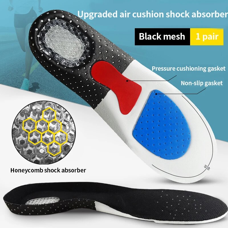 Silicone Sport Insoles Orthotic Arch Support Sport Shoe Pad Running Gel Insoles Insert Cushion for Women Men Sneakers Boots Sole