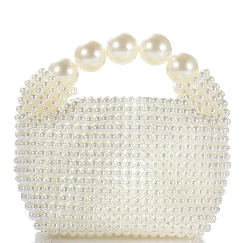 2023 New Luxury Design Pearl Handbag Woven Wedding Bag Ladies Party Clutch Korean Fashion Small Square Bag Wallet Women's Bag