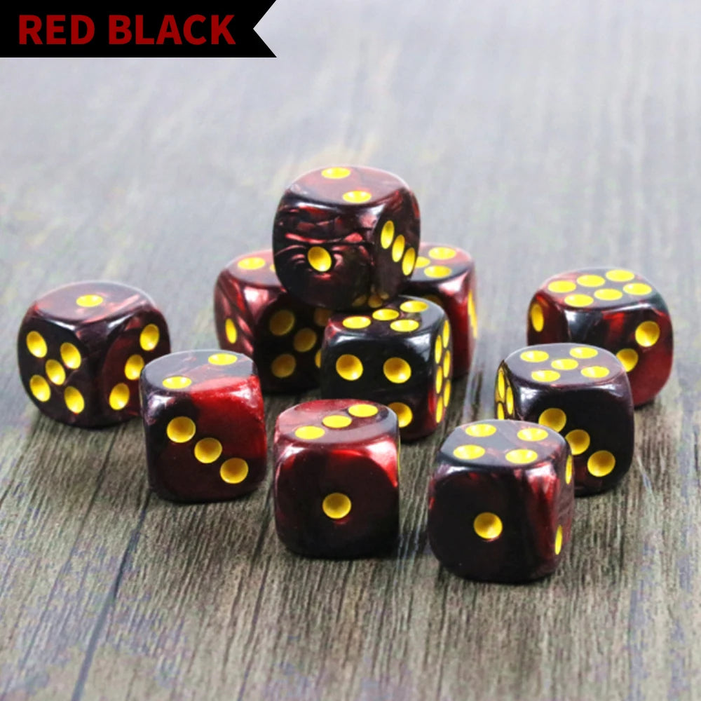 10pcs 16mm Acrylic Round Corner Dice D6 Dots Patterned Two-color Game Dice for Club Party Entertainment Toys