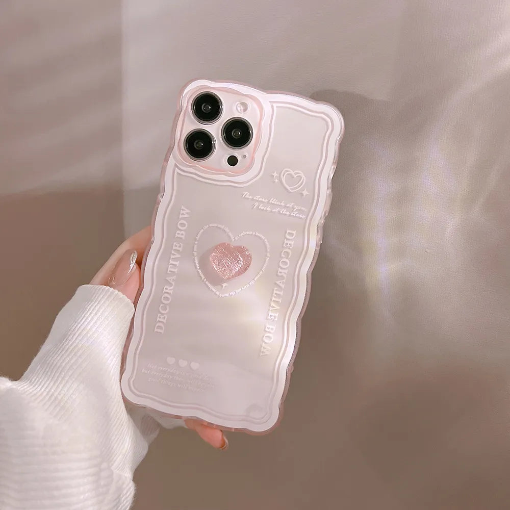 Cute 3D Crystal Bow Love Heart Case For iPhone 15 14 13 12 Mini 11 Pro Max X XS XR 7 8 Plus SE 2022 Clear Soft Shockproof Cover