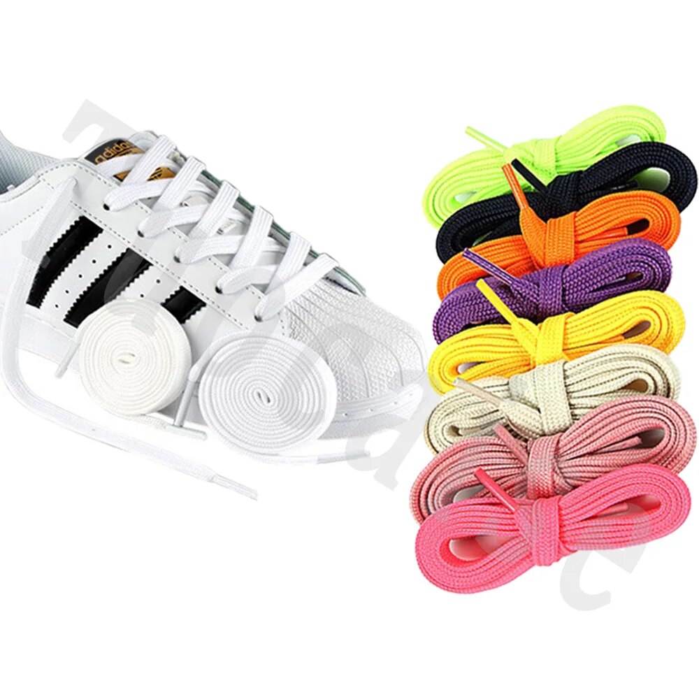 1 Pair 10mm Wide Flat Shoelaces For Sport Shoes Shoelace for Sneakers/Runner Colorful Shoe Laces Replacement