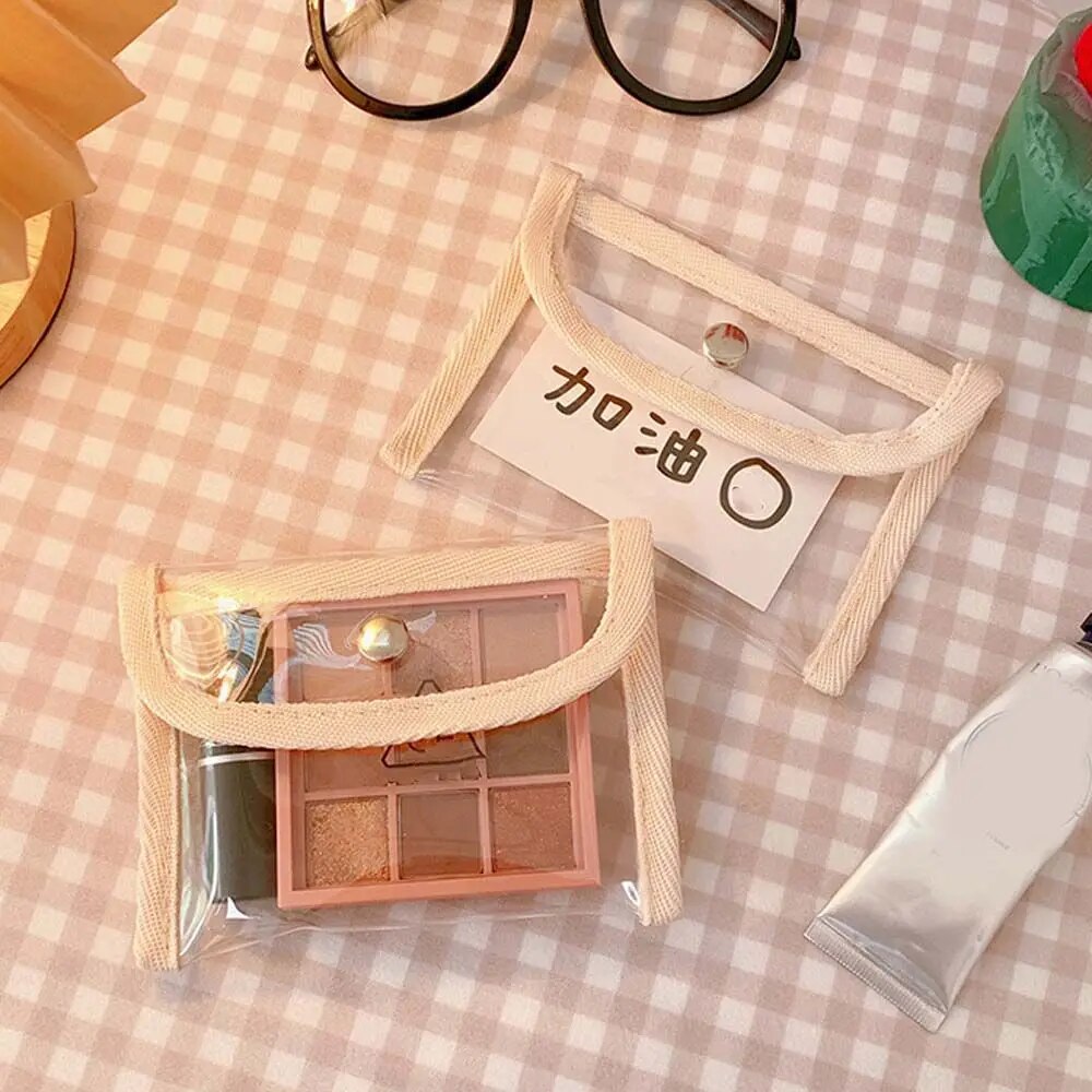 Sweet For Girls PVC Cosmetic Bag Mini Transparent Korean Money Bag Women Coin Purse Purse Wallets Card Holder