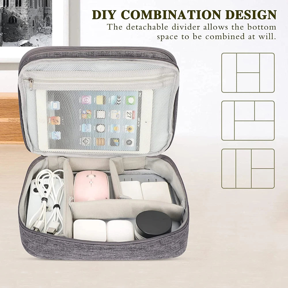 Electronic Organizer Electronic Accessories Bag Travel Cable Organizer Three-Layer for iPad Mini Kindle Hard Drives Cables