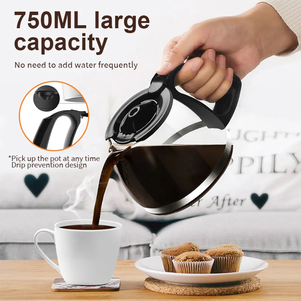 Household Coffee Machine Automatic Electric Drip Coffee Maker Tea Coffee Pot Milk Coffee Maker Italian Mocha Coffee Maker