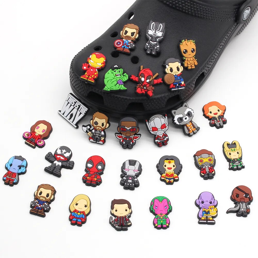 Disney jibz 1pcs Marvel superhero PVC croc shoes charms cute Cartoon DIY Sandals Accessories for clogs Decorations boy kids gift