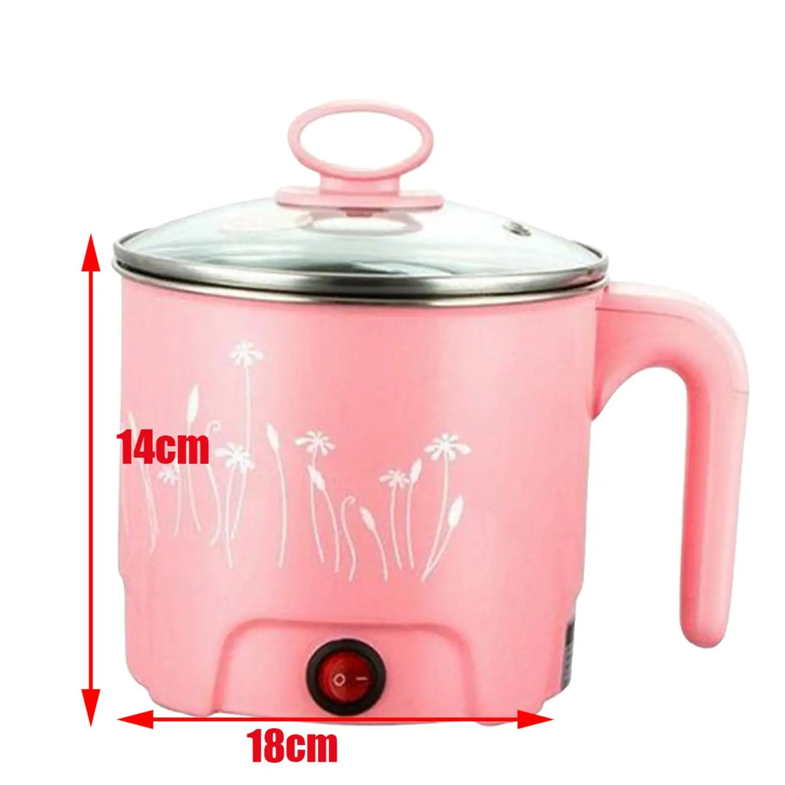 Mini Electric Cooking Pot Noodle Cooker 220V EU Plug Pink_Dia.18cm