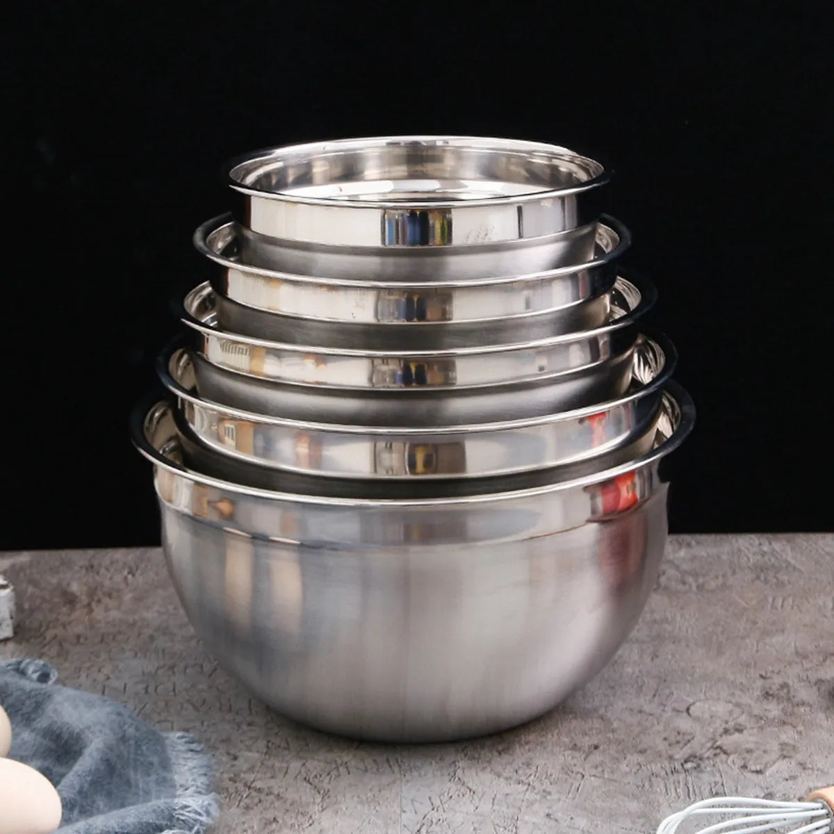 6Pcs Stainless Steel Bowls Set Nesting Mixing Bowls Kitchen Dining Salad Bowls for Cooking Baking Food Storage Basin Tableware