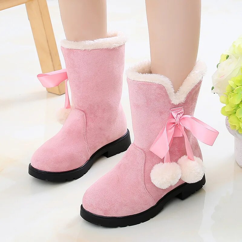 Miqieer Children Fashion Boots Baby Girls Winter Velvet Kids Shoes Outdoor Walking Soft Anti Skid Young Girls Snow Boots