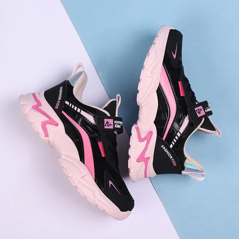 Children Sneakers Girls Sports Shoes Fashion PU Leather Kids Shoes Lightweight Cute Pink Casual Running Tennis Sneakers for Boys