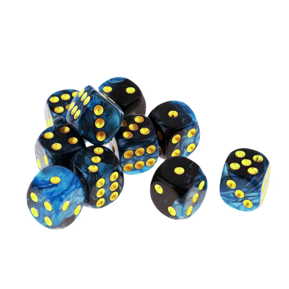 10pcs 16mm Acrylic Round Corner Dice D6 Dots Patterned Two-color Game Dice for Club Party Entertainment Toys