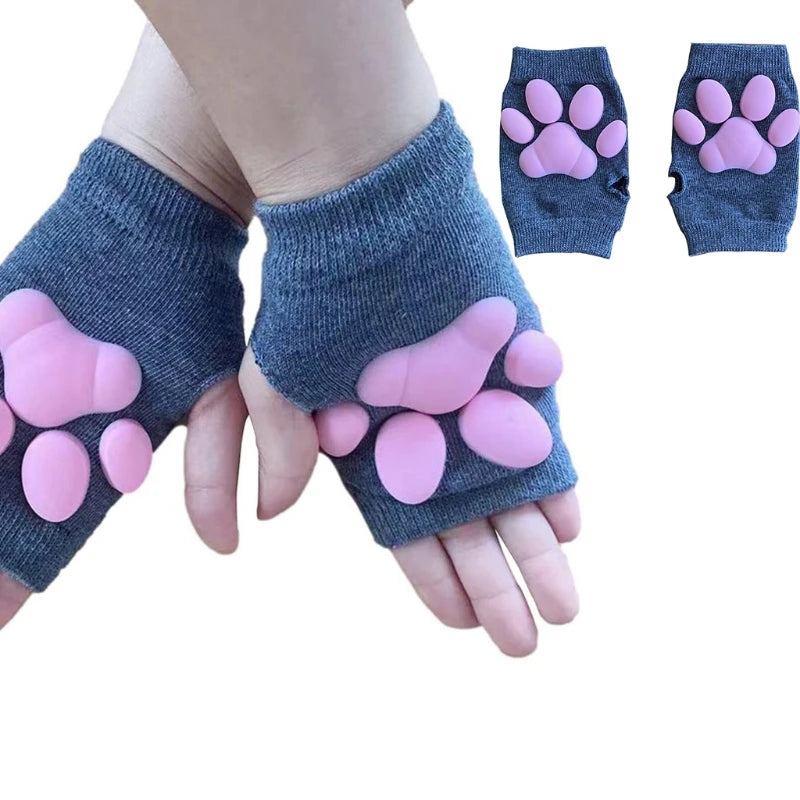 3d silicone cat paw gloves socks socks cute kitten fingerless gloves pawpads gloves female girls christmas halloween cosplay