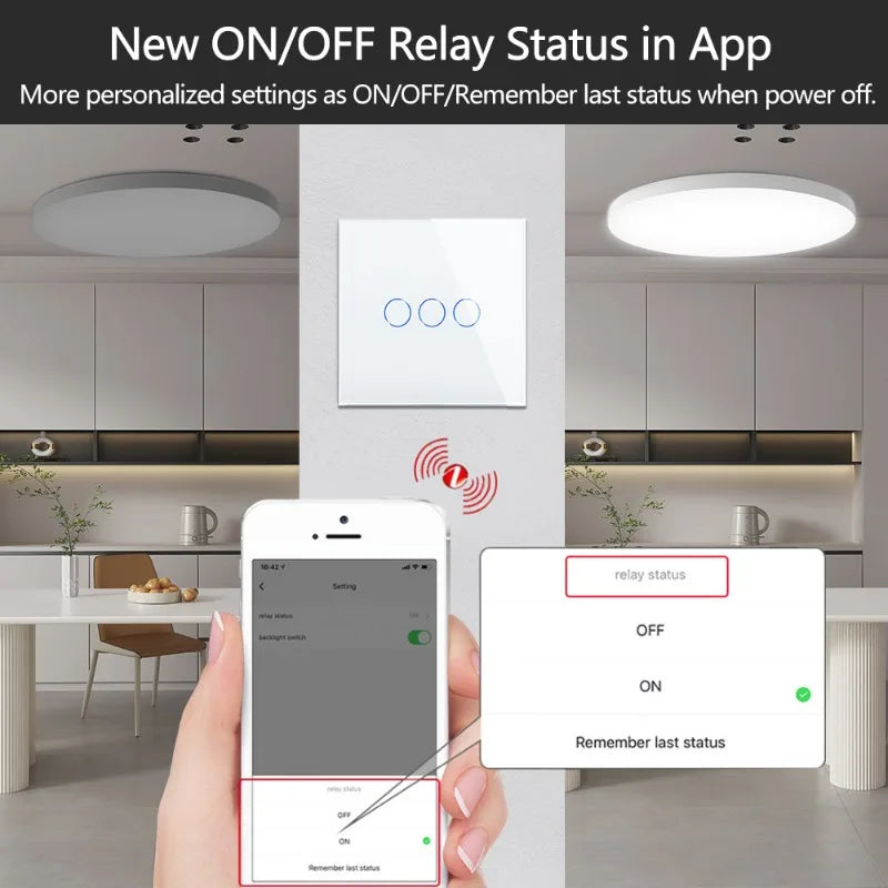 ZigBee Wall Touch Smart Light Switch with Neutral/No Neutral,No Capacitor Smart Life/Tuya 2/3 Way Control Smart Home