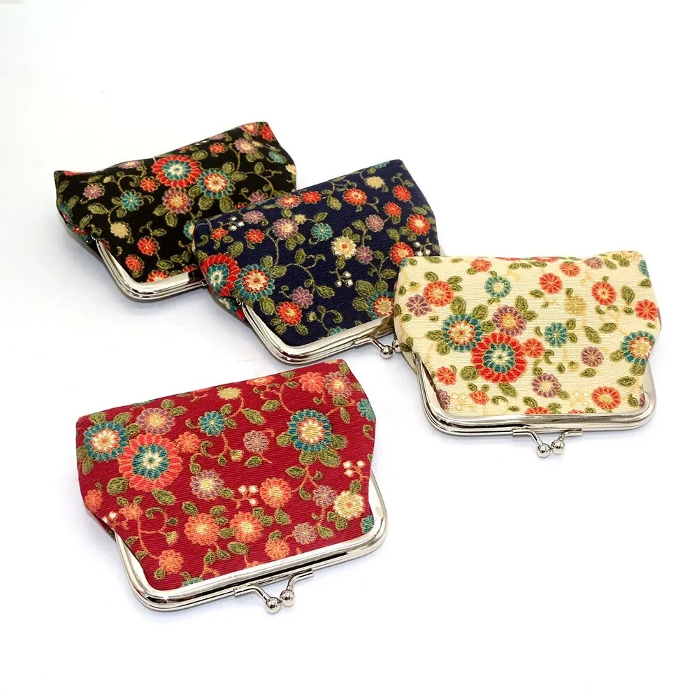 Vintage Women Wallet Printing Coin Purses Money Bag Change Card Holders Small Floral Wallet Clutch Purse Ladies Key Storage Bag