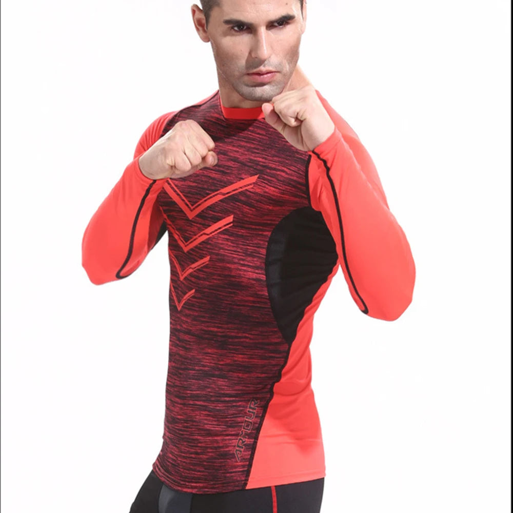 Gym Compression Men's t-Shirts Long Sleeve Rushguard Sportswear Running Dry Fit Training Fitness Bodybuilding Fashion Clothing