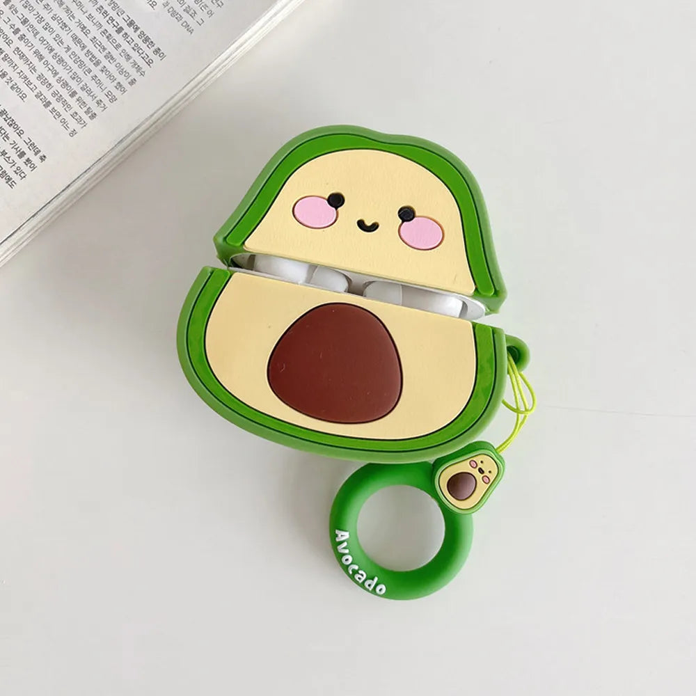 for Apple AirPods 1 2 3 Airpod Pro 3D Avocado Shark Corgi Dog Key Chain Wireless Earphone Bluetooth Headset Case Silicone Cover